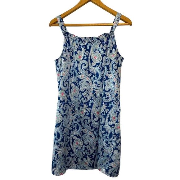 Lauren Ralph Lauren Royal Blue Paisley Print Sleeveless Summer Sundress Sz Small - Picture 2 of 7